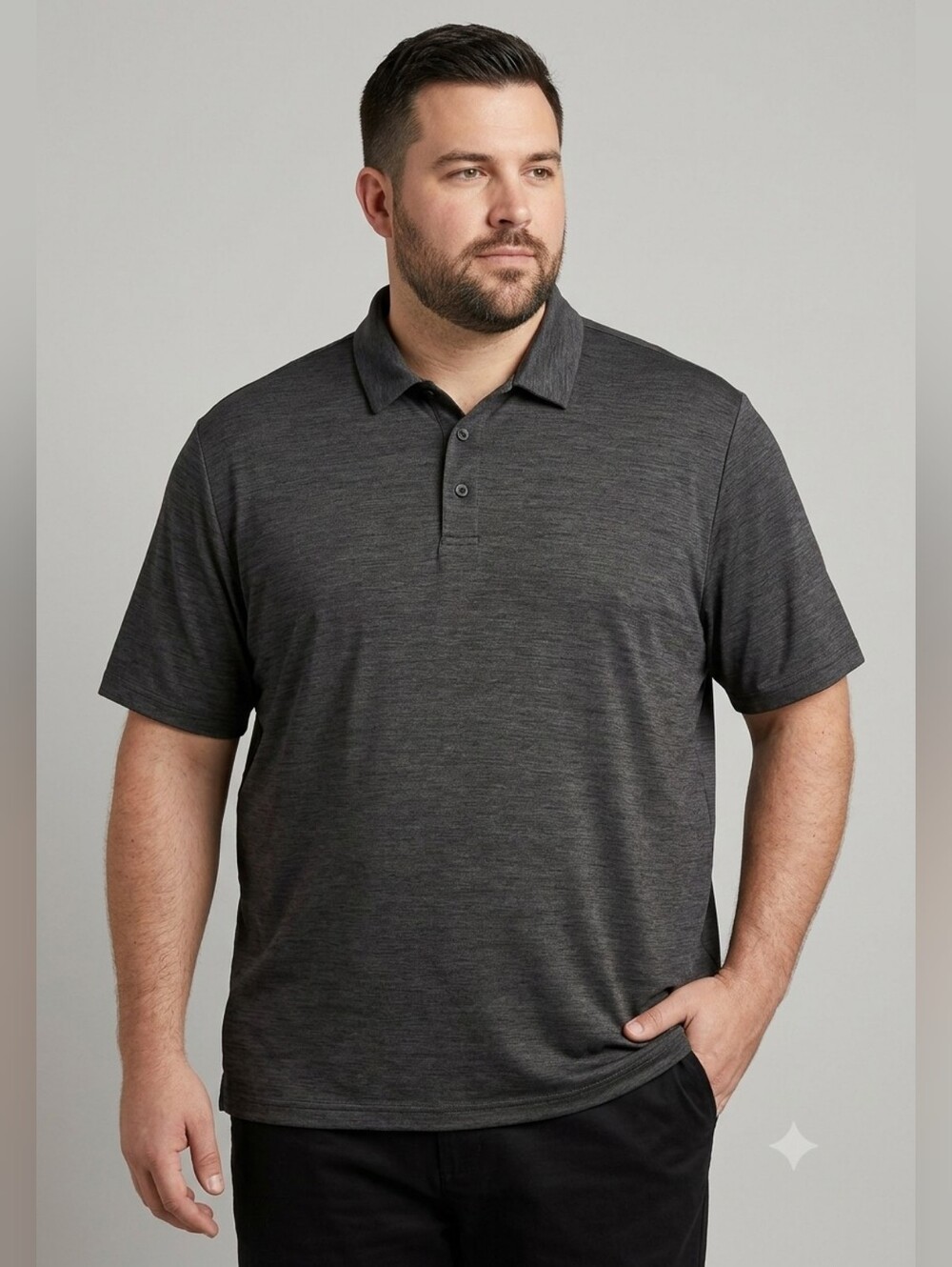 George Men's Charcoal Gray 3 Button Polo Shirt Size 2XL (50-52) EUC